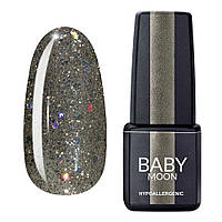 Гель лак BABY Moon Dance Diamond Gel polish №021 серебристо-оливковый с разноцветным глиттером