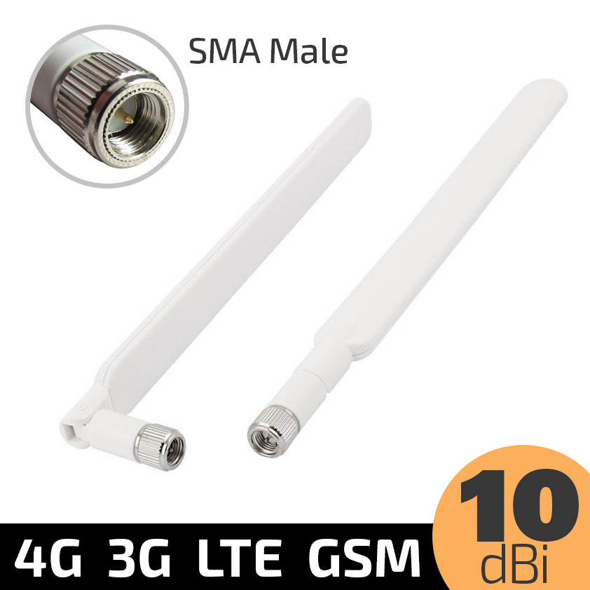 2 антени 4G 3G LTE GSM 10dBi 900/1800MHz SMA Male для роуторів, модемів B593 B880 B310 B890 і т.п.