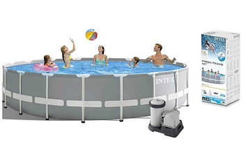 Басейн каркасний Intex 26732 NP (1) 549-122 см, насос 220 V, 5687 л/год, об'єм води — 24311L, сходи, AWN