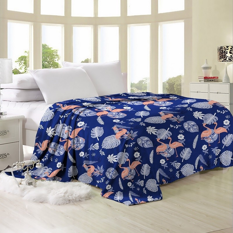 Плед-покривало (Фліс) | Плед від виробника "Королева Ночі" | 150х220 | Фламінго на синьому, фото 1