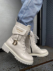 Черевики жіночі зимові високі білі Dior Boots (07296) 39