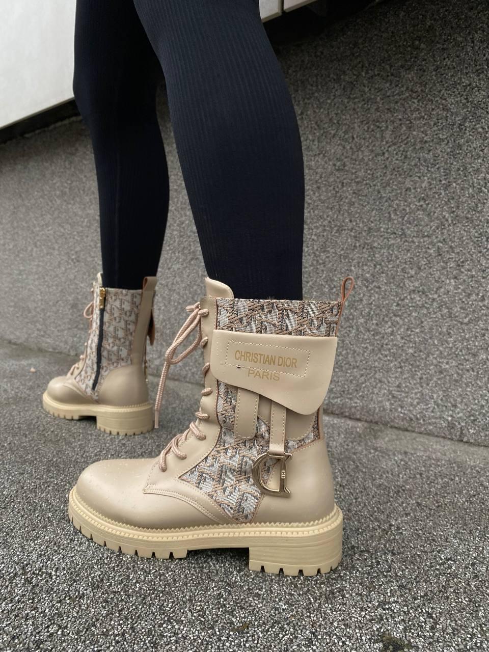 Черевики жіночі бежеві Dior Boots (07418)