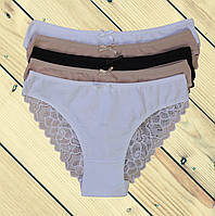 Трусики сліп жіночі з мереживом батал Упаковка 5 шт Розміри 2XL