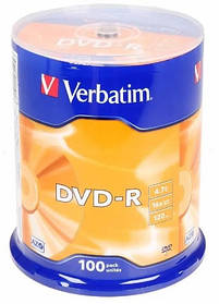 Диск DVD-R AZO 4.7GB 16X MATT SILVER SURFACE 100шт Verbatim 43549
