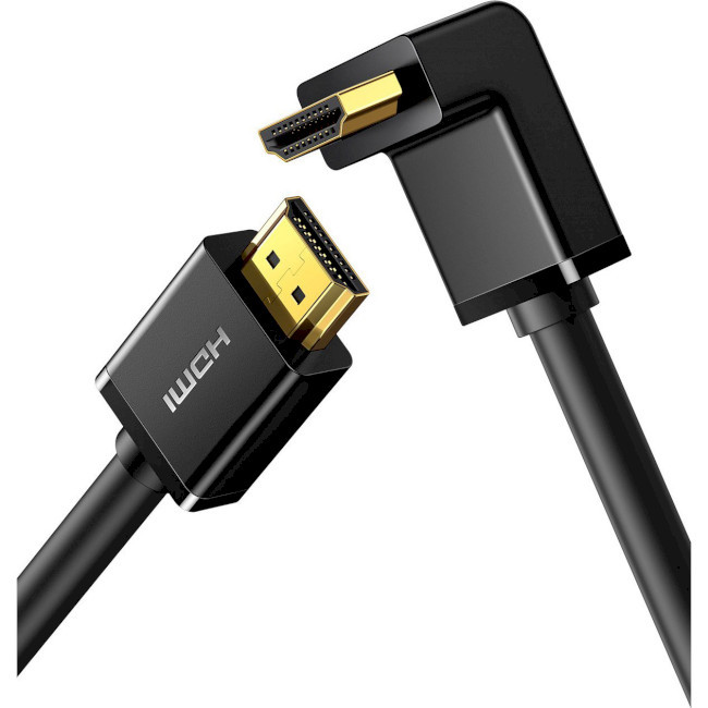 Кабель HDMI UGREEN HDMI to HDMI з прямим кутом 90-Degree Angled Cable HDMI v2.0 2м Black (HD103), фото 1