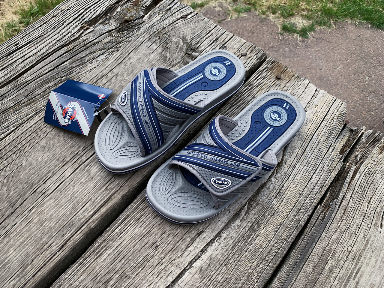 Чоловічі шльопанці на липучці SAHAB Сахаб Grey сірі Оригінал