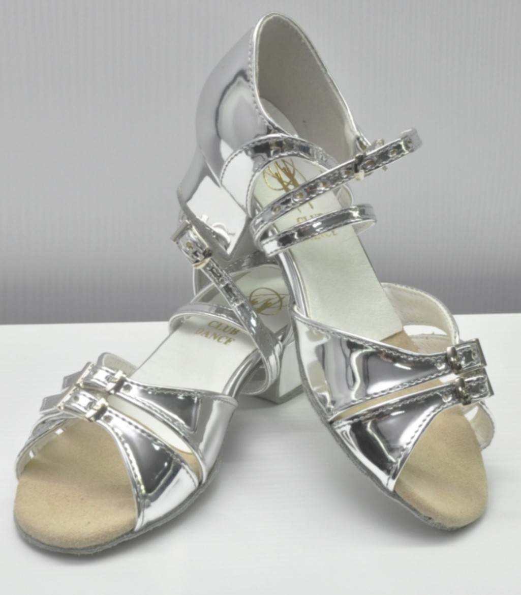 Туфлі бальні для дівчинки, колір срібло дзеркальне