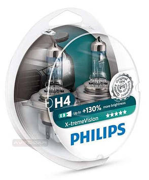 Автолампи Philips X-Treme Vision +130% H4 12 V 60/55 W P43T 2 шт. 12342XV, фото 2