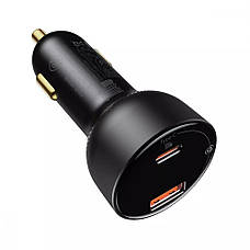 Автомобільний зарядний пристрій в прикурювач Baseus USB + Type-C 100 Вт Чорний (CCZX-01), фото 5