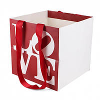 Коробка - пакет для цветов "Для любимой" 32*32*32см., УПАКОВКА 12ШТУК (8916-013)