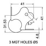 Кутова зв'язка C1345-01z кульова 41х41мм 1,2 мм сталь оцинкована. Для профілю з полицею 20х20мм, фото 2