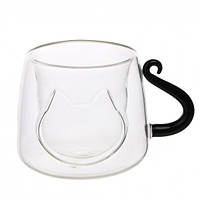Чашка с двойным дном "Кошачья радость" 100 мл, материал стекло (8905-009)