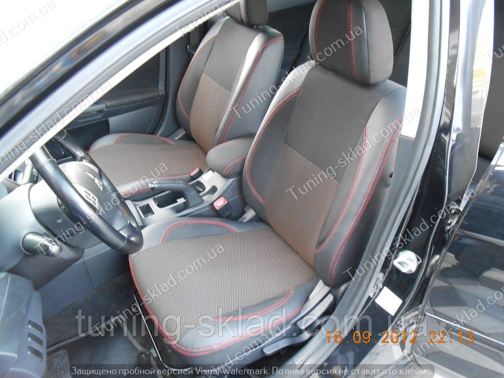 Чохли на сидіння Міцубісі Лансер 10 (чохли з екошкіри Mitsubishi Lancer 10 стиль Premium), фото 1
