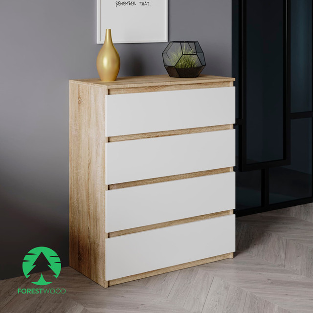 Купить Комод на 4 ящика без ручек из ДСП 100, Аліканте темний, цена ...