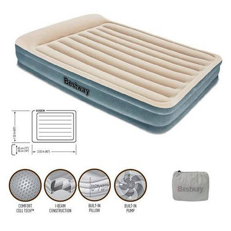 BestWay 67534 надувна ліжко Soft-Back Elevated Airbed 203х152х43см, фото 1
