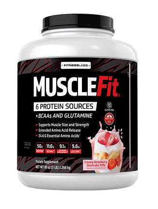 Багатокомпонентний протеїн FitnessLabs MuscleFit Protein Powder 2268 г ( смак Глазуровані ванільні пончики ), фото 3