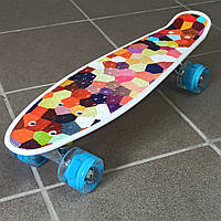 Скейт Пенні борд "Best Board" з яскравим малюнком і антиковзаючою поверхнею, колеса світяться
