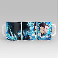 Білий кухоль (чашка) з принтом "танжиро - клинок розсікаючий демонів - кдр - kimetsu no yaiba - demon" Push IT