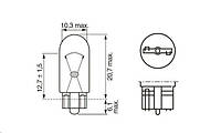 Автолампа W5W 12V 5W W2.1x9.5d (без цоколя)