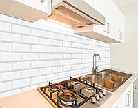 Наклейка на кухонный фартук 60 х 200 см, фотопечать с защитной ламинацией светлая кирпичная стена (БП-s_tx318)