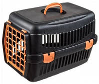 Переноска Animall CNR-102B для кошек и собак до 12 кг 48.5х32.5х32.5см чёрная с оранжевой пластиковой дверью