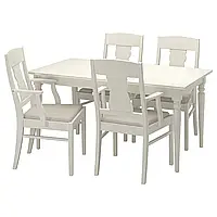 IKEA Стол + 4 стула с подлокотниками INGATORP / INGATORP (894.828.11)