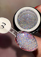 Гліттер - гель для дизайну нігтів Lilly Beaute Aurora Platinum Gel No3 7г