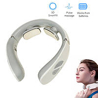 Массажер для шеи "Smart Neck Massager J001-1D" Бело-серый, шейный массажер - электромассажер на шею (NS)