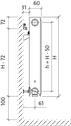 Радіатор PURMO Ventil Compact т11 500x500 нижнє підключення, фото 8