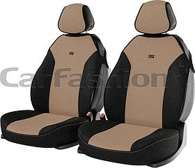 Чохли-майки на передні сидіння CarFashion, модель BINGO FRONT, бежевий/чорний