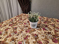 Скатерть в стиле прованс цвета с цветочным принтом кофейного цвета, размер 150х120