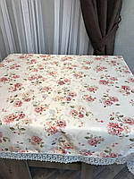 Скатерть в стиле прованс цвета с цветочным принтом молочного цвета, размер 150х120