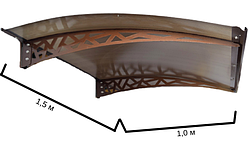 Готовий збірний дашок (навіс) над дверима Dash'Ok 1,5х1 м Хайтек сотовий полікарбонат 6 мм