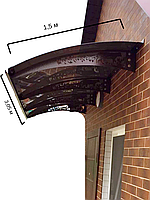 Готовый сборный козырек (навес) над дверью Dash'Ok 3,05х1 м Фауна монолитный поликарбонат 3 мм