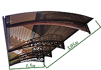 Готовый сборный козырек (навес) над дверью Dash'Ok 3,05х1,5 м Фауна монолитный поликарбонат 3 мм