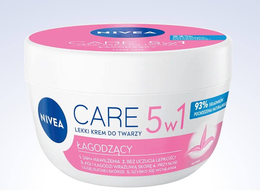 Крем для обличчя Nivea CARE 5W1 LEKKI KREM заспокійливий, 100 мл