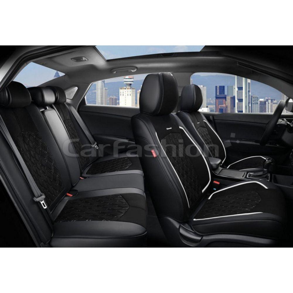 Універсальні авточохли на сидіння CarFashion, модель Diamond 5d, чорний/сірий, фото 1