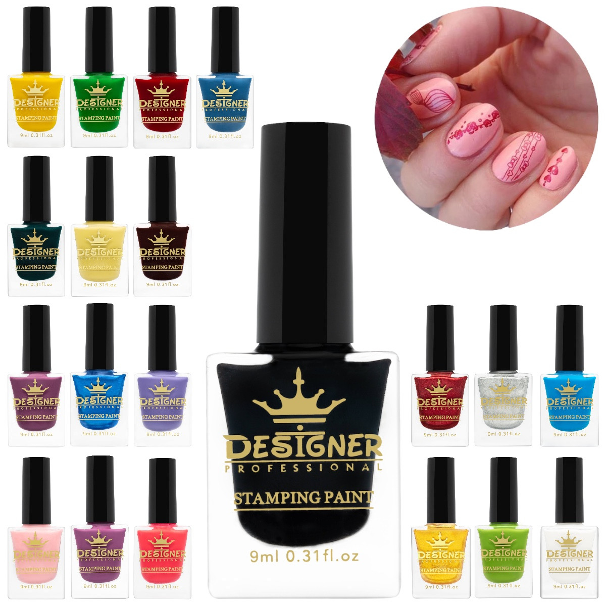 Лак-краска для стемпінгу Stamping Paint (Дізайнер Професіонал), 9 мл., фото 1
