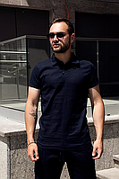 Чоловічий лляний комплект для прогулянок із футболкою Polo синього кольору