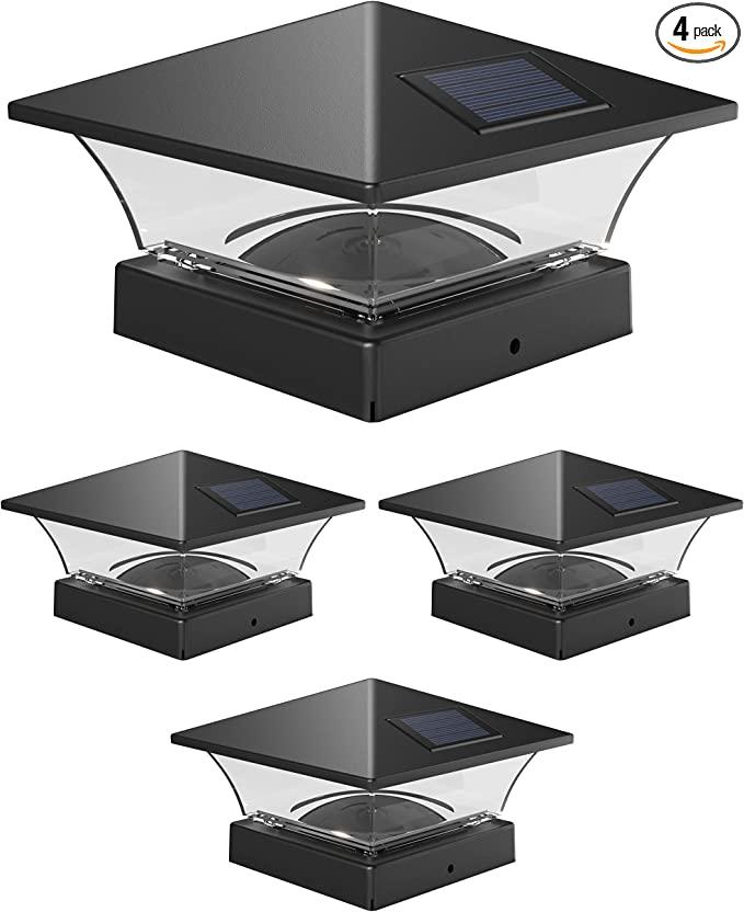 Davinci Lighting Solar Outdoor Cap Lights - 4x4 5x5 6x6 - Яскравий світлодіодний світильник для паркану, саду або патіо - сланцево