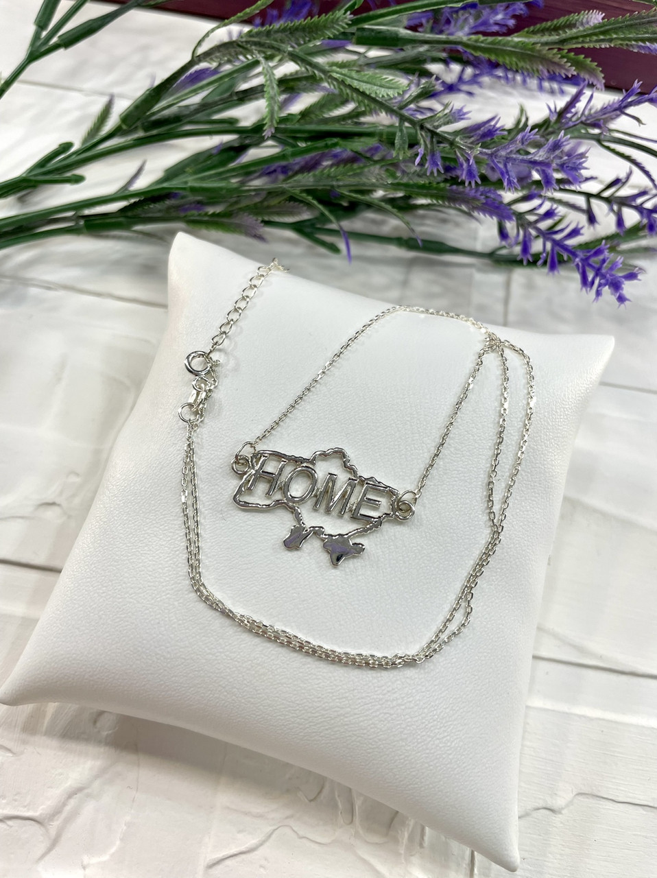 Срібне кольє родоване карта України НОМІ DARIY 702-7