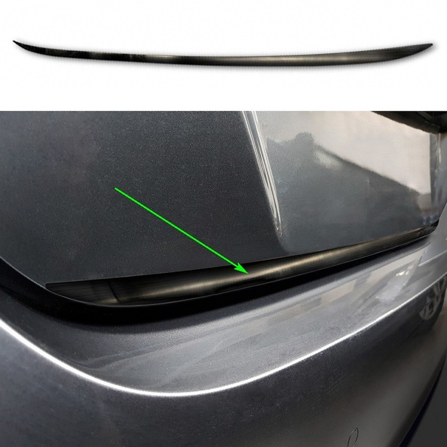 Захисно-декоративна накладка на кришку багажника Nissan Leaf II (ZE1) 2017+ /чорн.нерж.сталь/, фото 1