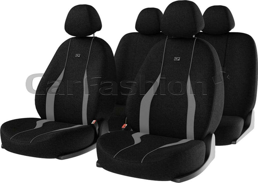 Комплект чохлів на сидіння CarFashion, модель Neon, Чорний/Сірий