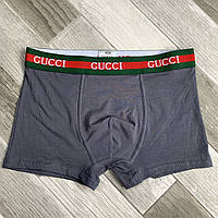 Трусы мужские боксеры хлопок GUCCI, размер XL (50-52), тёмно-серые, 03363