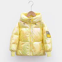 Демисезонная перламутровая куртка для девочки 8816 PTZZ, Жёлтый, Для девочек, Весна Осень, 130, 7 лет