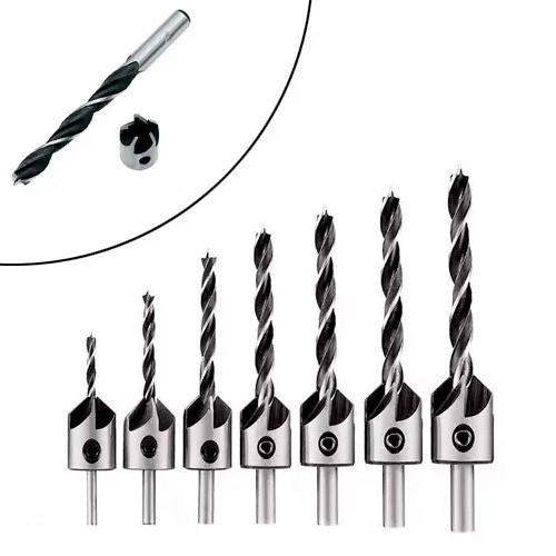 Набір свердл із зенківкою 7шт 3-10мм, циліндричні, HSS сталь, фото 1