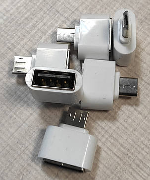 Адаптер OTG microUSB під'єднання миша клавіатура флешка білий, фото 1