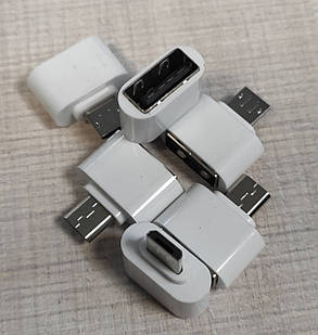 Адаптер OTG microUSB під'єднання миша клавіатура флешка білий, фото 3