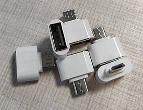 Адаптер OTG microUSB під'єднання миша клавіатура флешка білий, фото 4