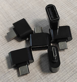 Адаптер OTG microUSB для під'єднання миші, клавіатури, флешки до телефону; чорний, фото 1